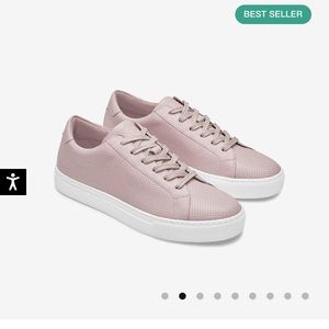 Light Pink Leather Classic Court Style Sneakers (Greats Royale Model)